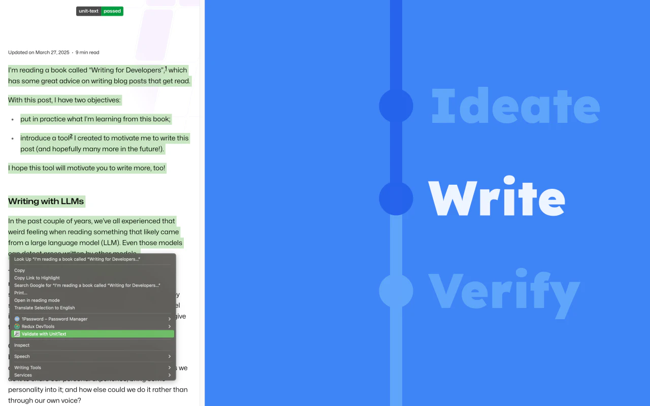 UnitText real application scenario for writing and editing