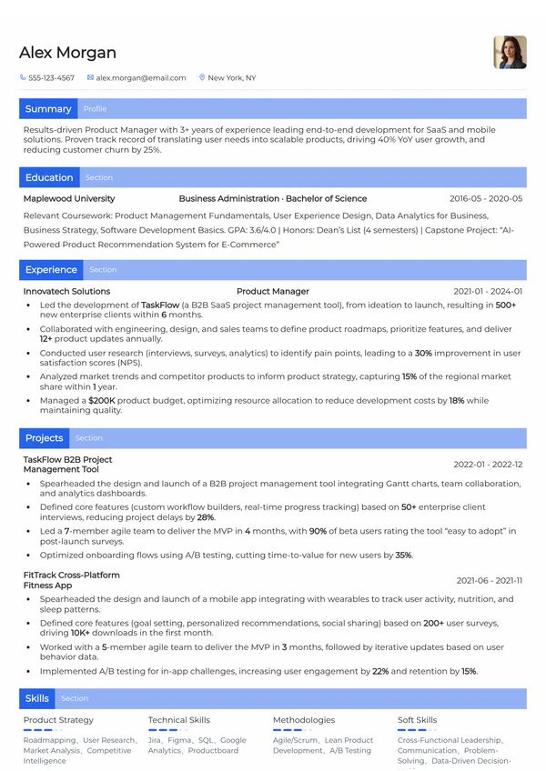 UPCV professional resume template example
