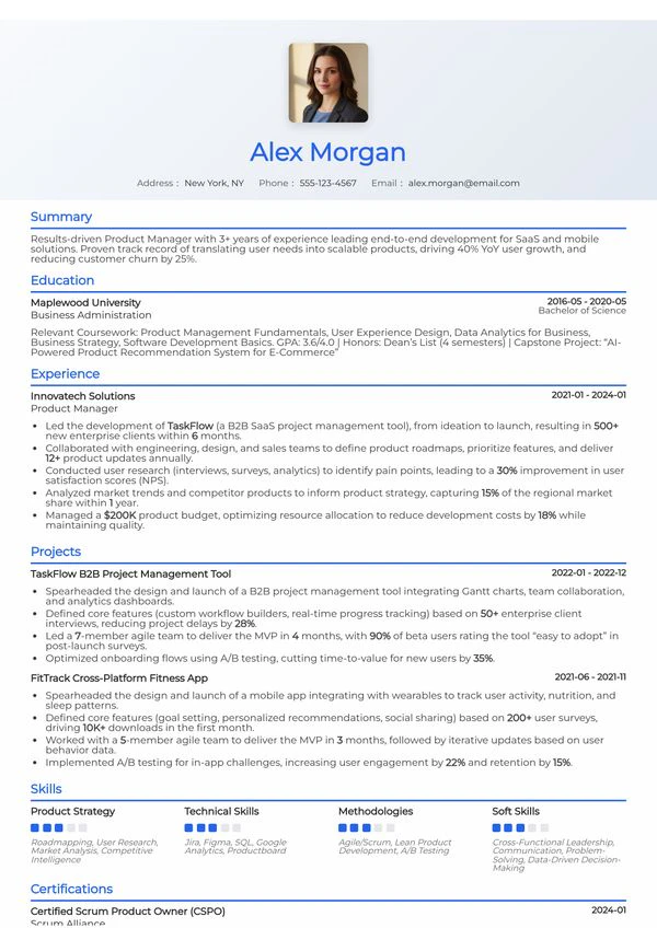 UPCV use case example for creating resumes