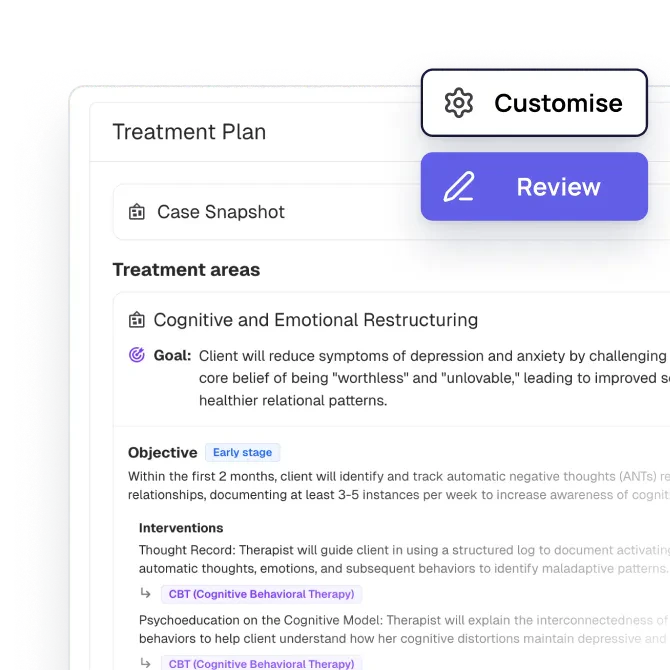 Upheal treatment plans feature