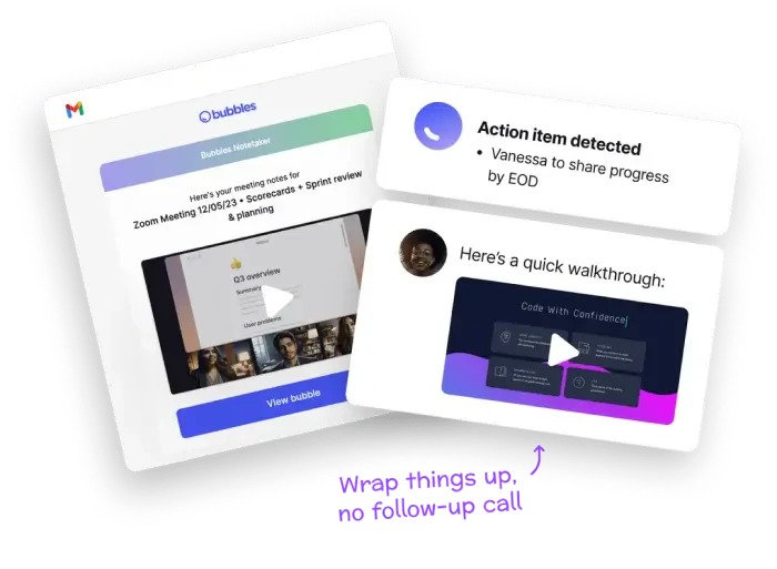 Usebubbles meeting action items