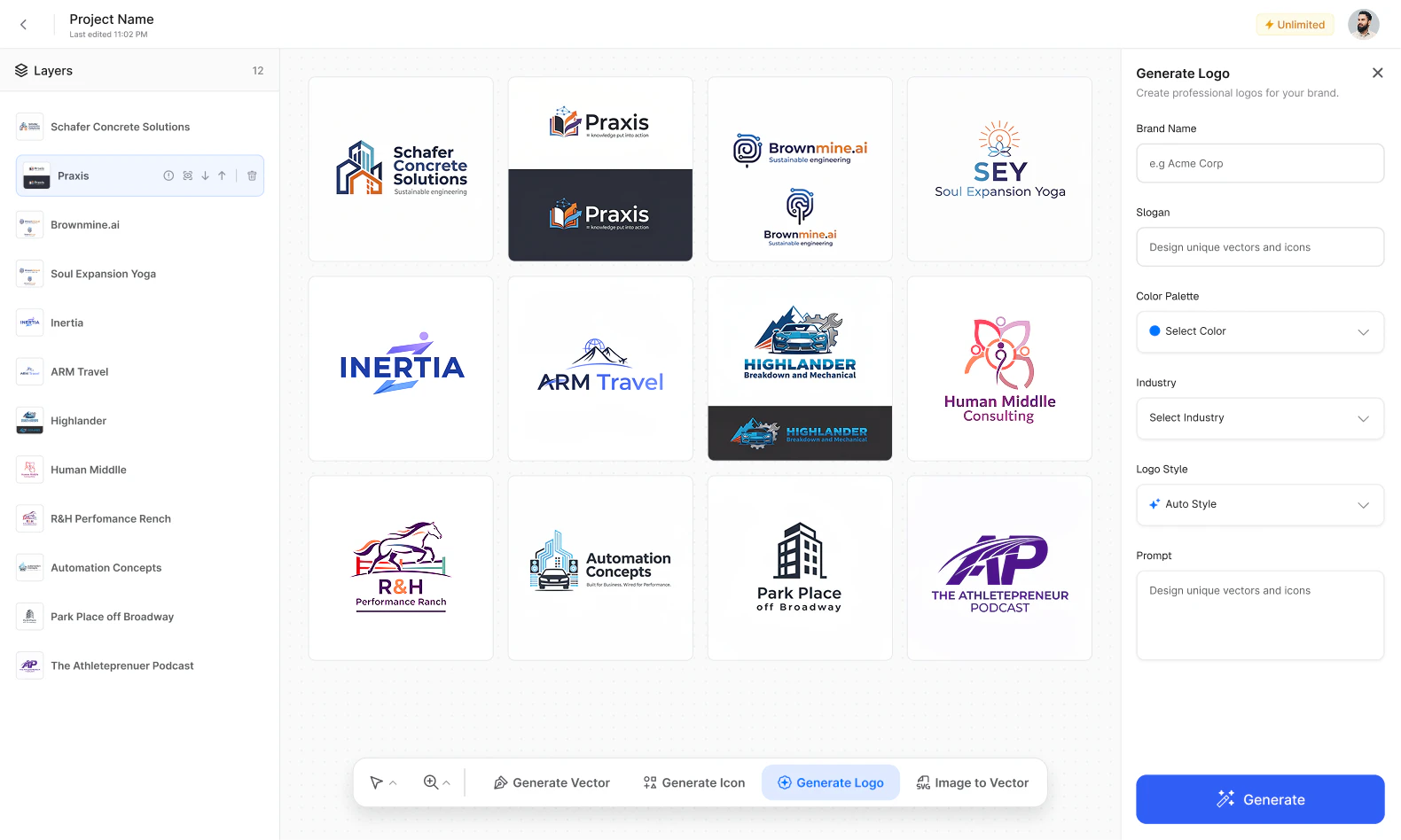 Vectorengine logo generation interface