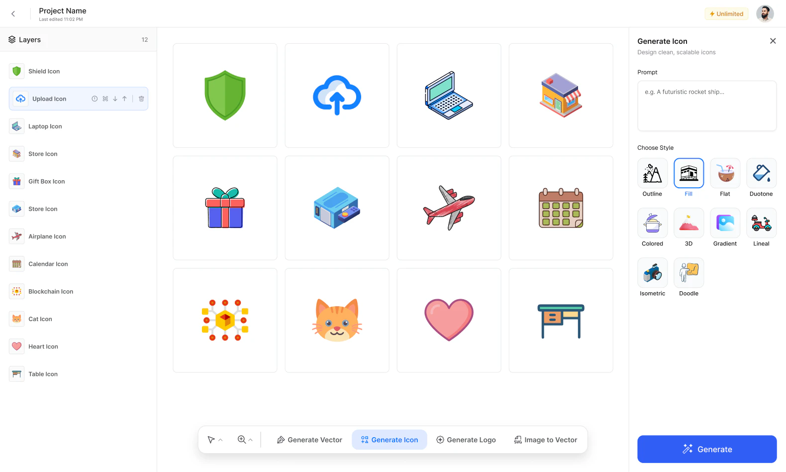 Vectorengine icon generation interface