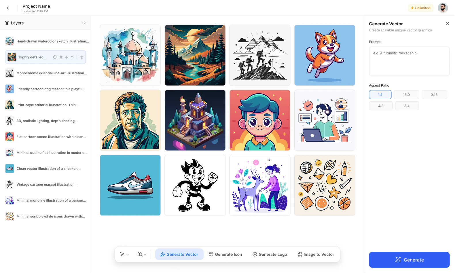 Vectorengine vector graphics generation interface