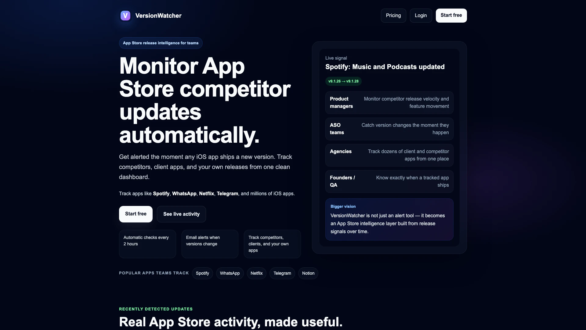 Versionwatcher screenshot