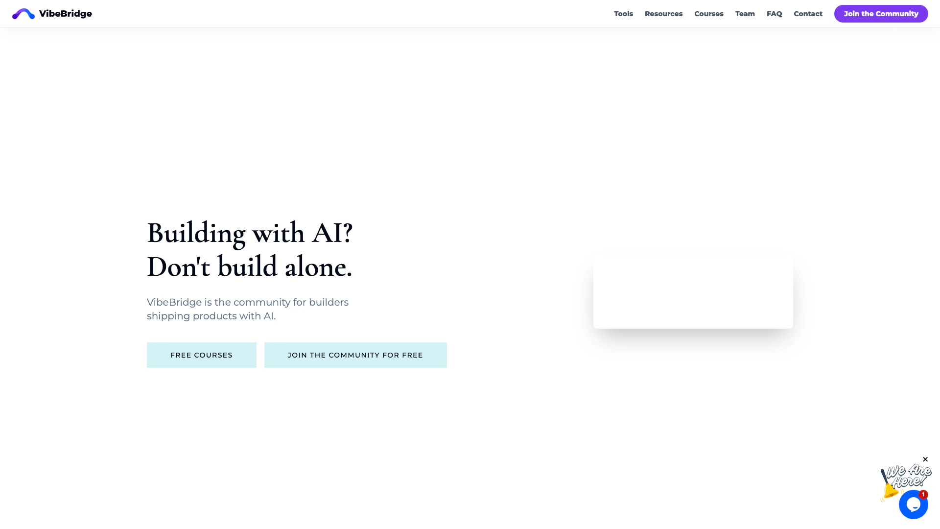 Vibebridge website screenshot showing Vibebridge is a comprehensive ecosystem ... interface and features