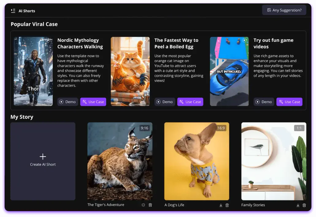 VideoTube AI Shorts feature demonstration