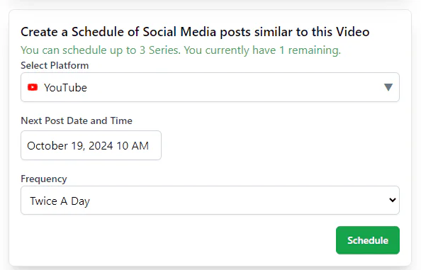 Vidnarrate usage step screenshot - Schedule regular posting