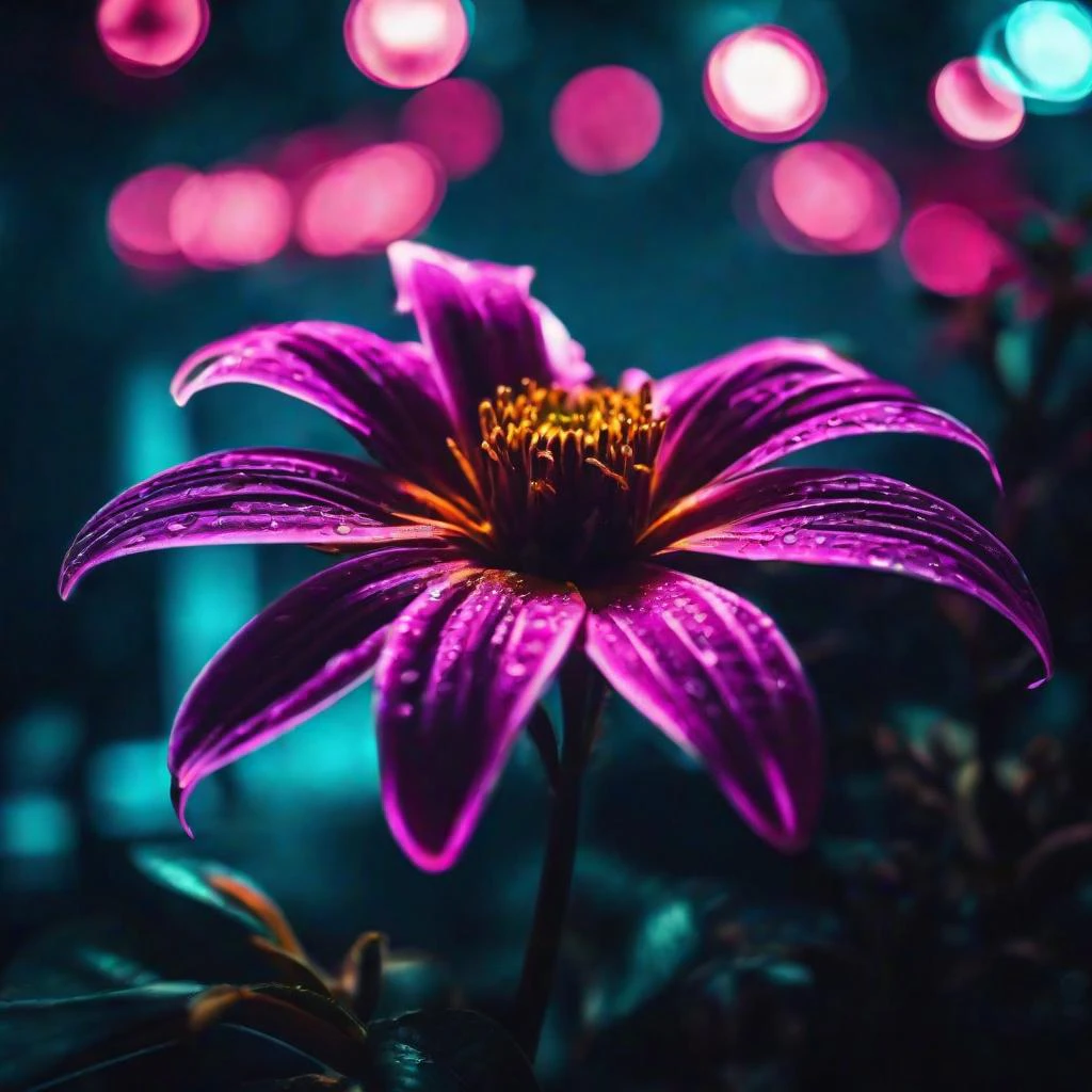 Vispunk feature demonstration of cyberpunk neon flower