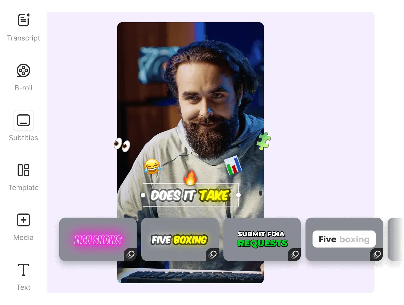 Vizard AI captions feature demonstration