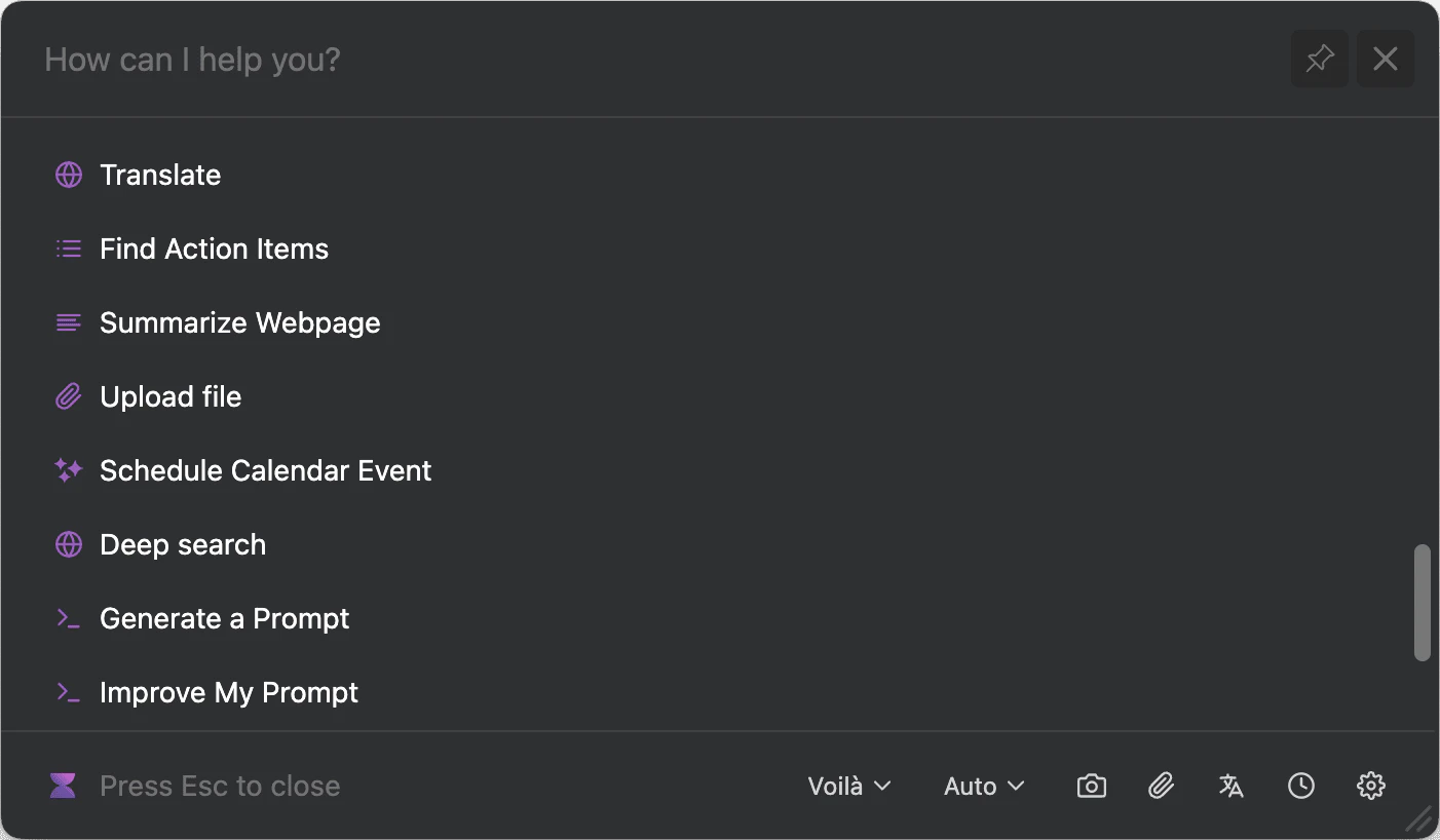 Voila Chatgpt Browser Assistant desktop app usage