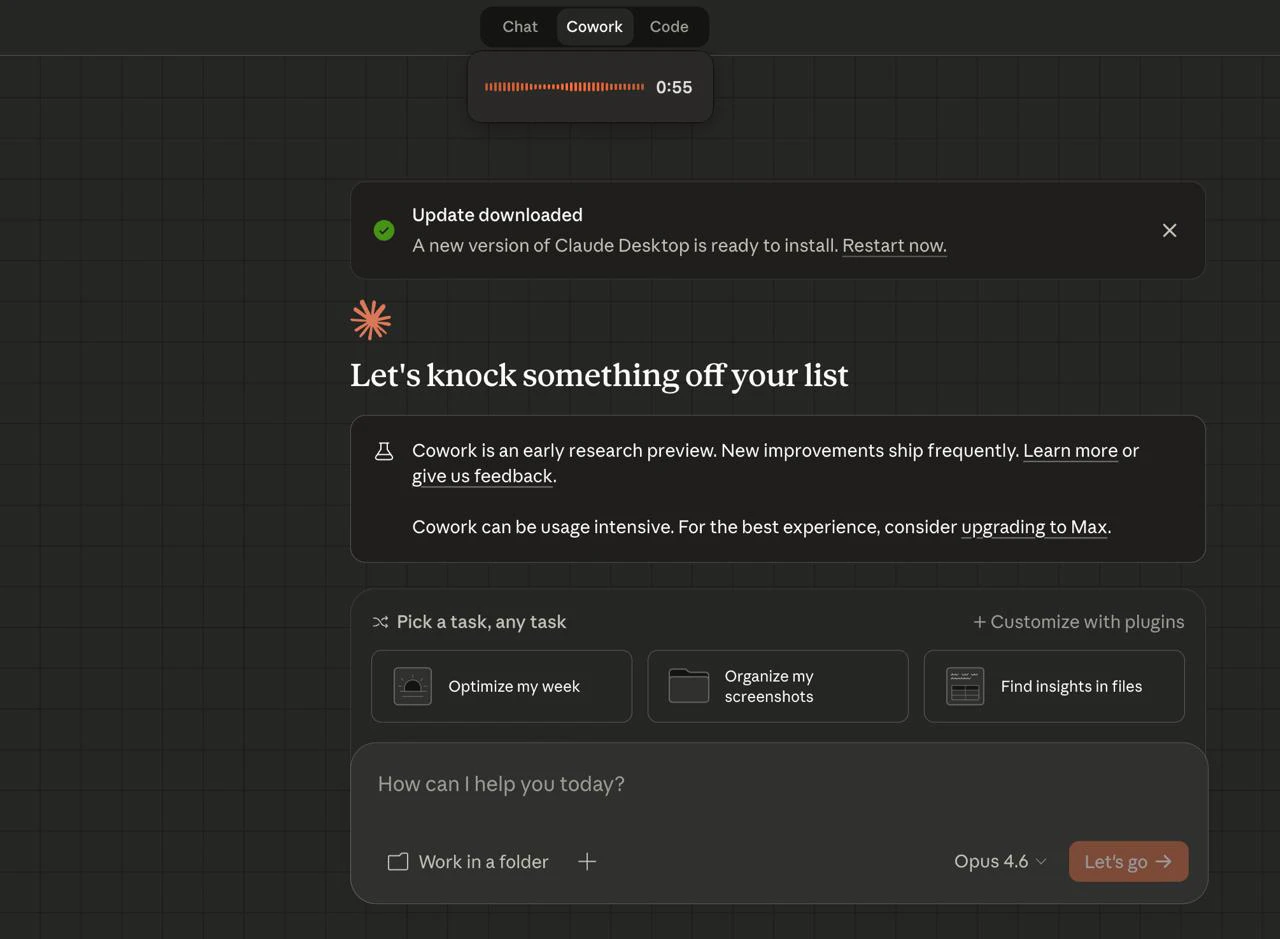 VoxTap in Claude Cowork application