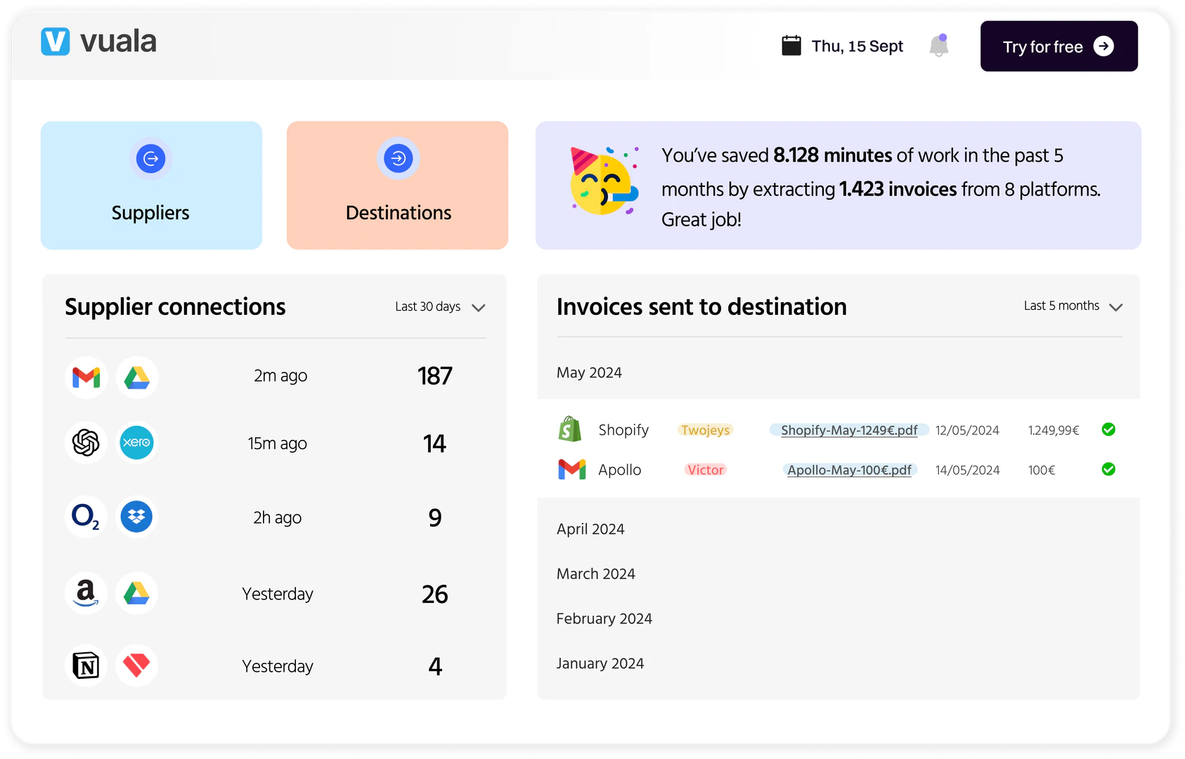 Vualapp product interface overview