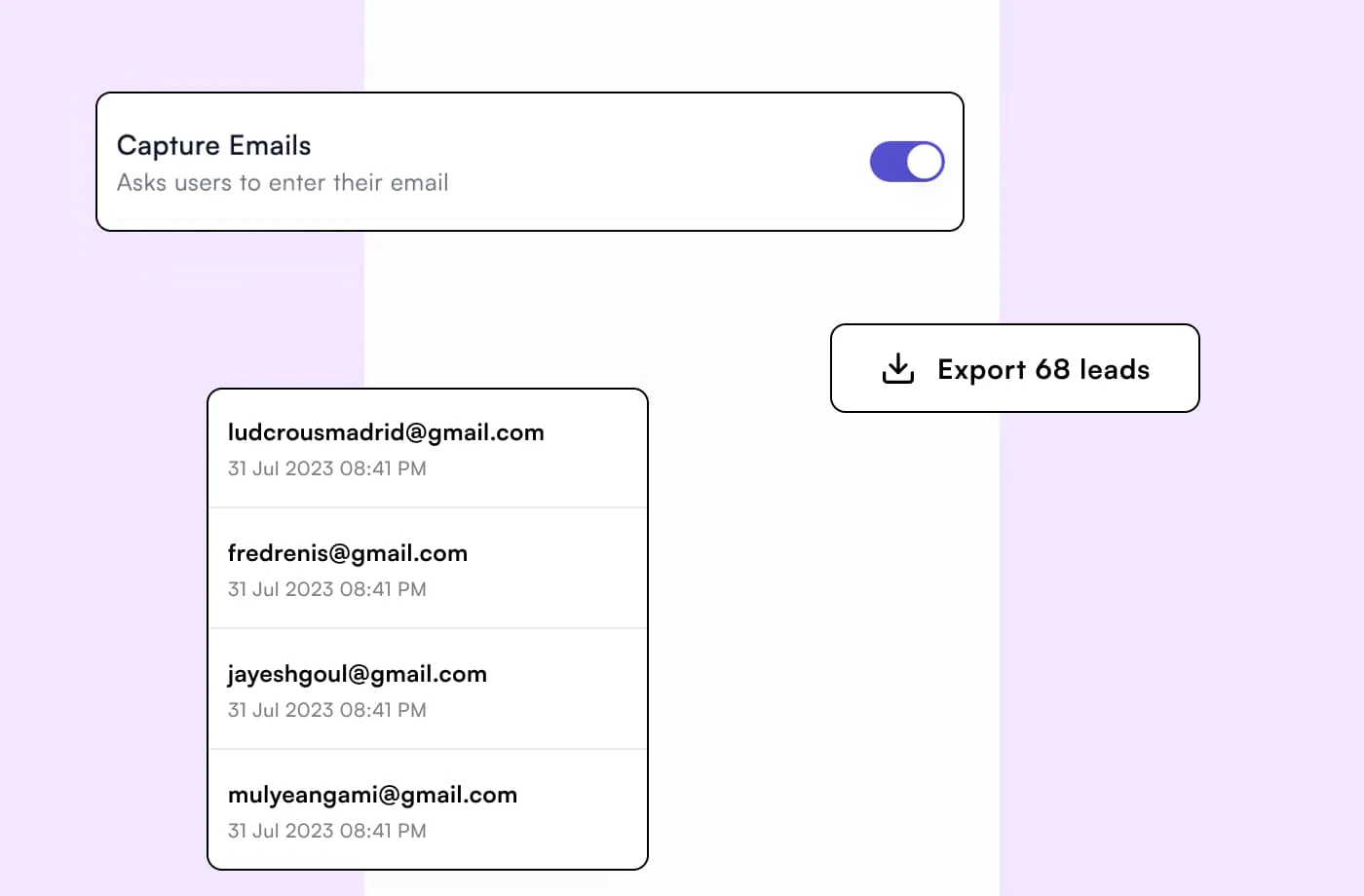 Webbotify email capture feature demonstration
