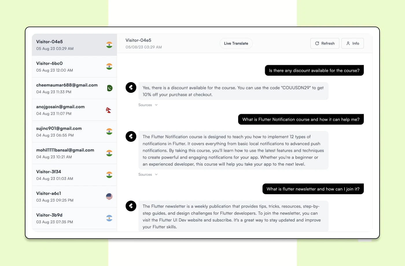 Webbotify chat history feature demonstration