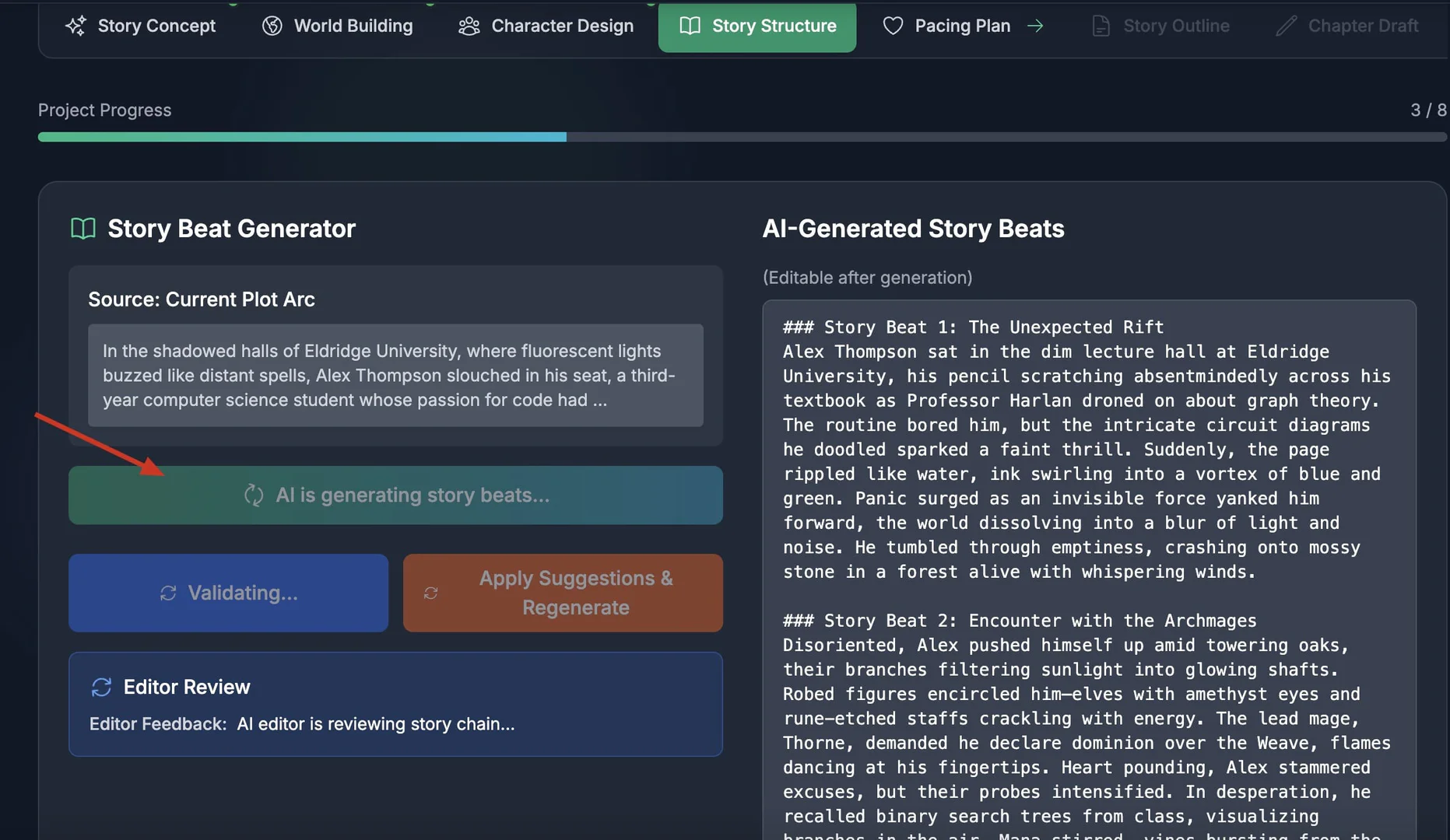 WebNovel AI story structure mapping
