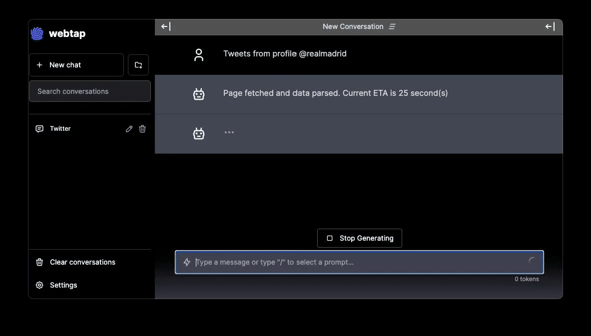 Webtapai web scraping demo video