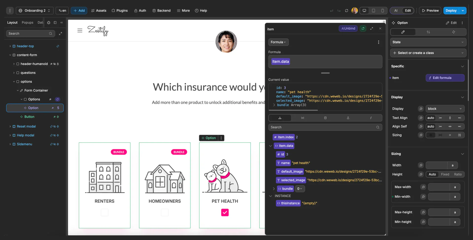 WeWeb no-code editor demonstration