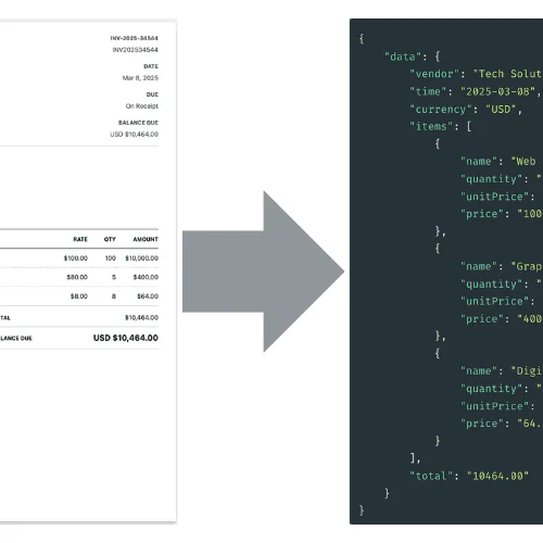 WiseOCR JSON output demonstration