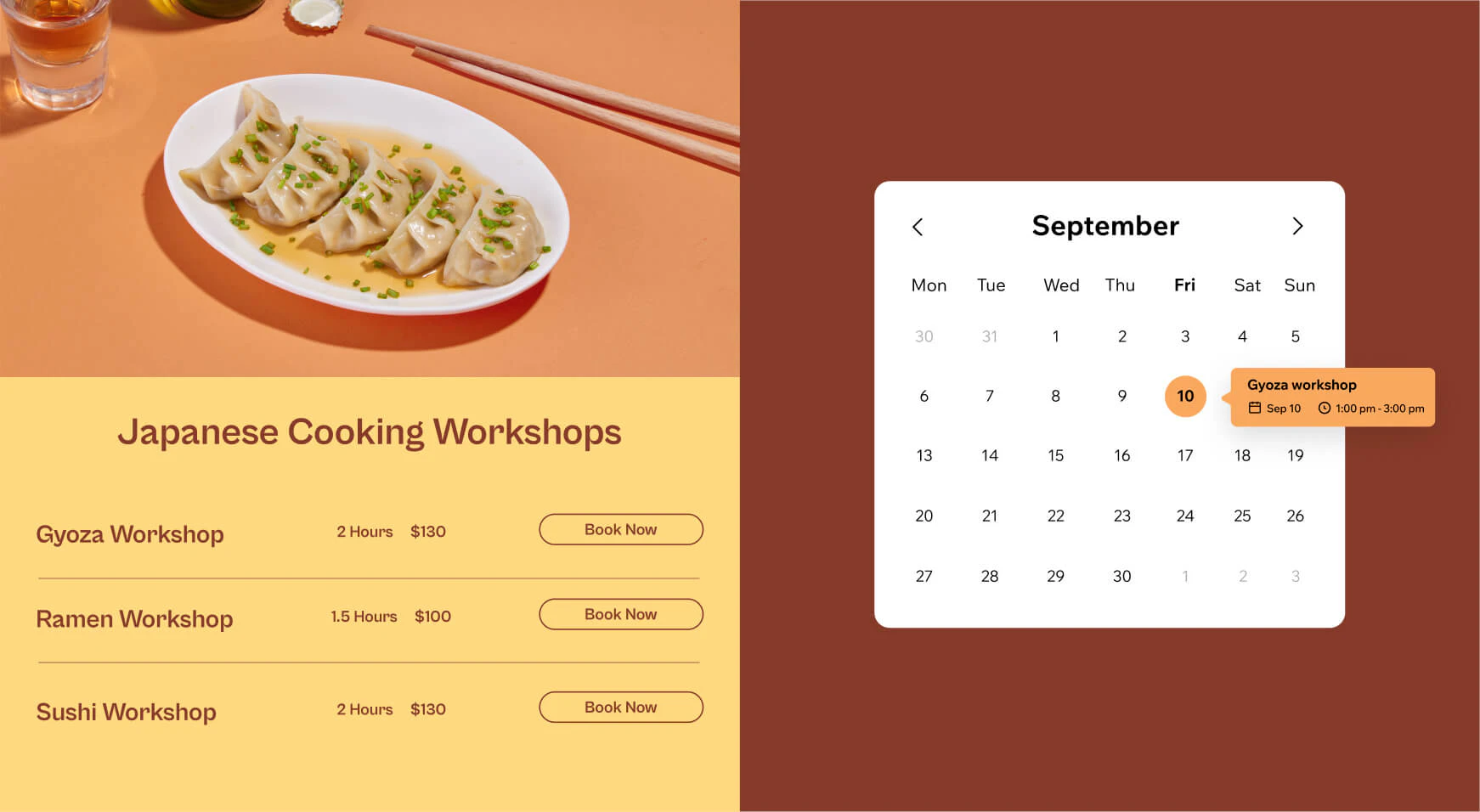 Wix scheduling feature in use