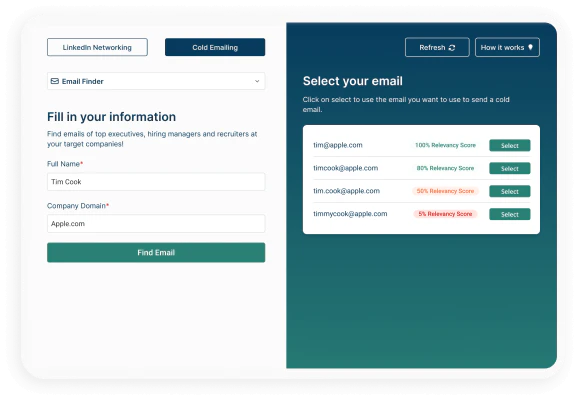 Email finder tool interface of NetworkAI