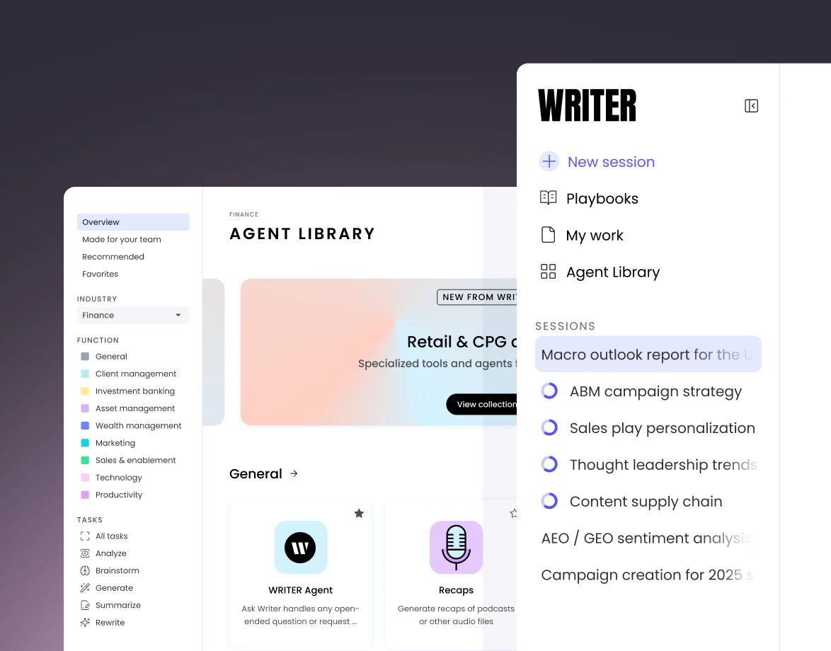 WRITER platform overview and agent library