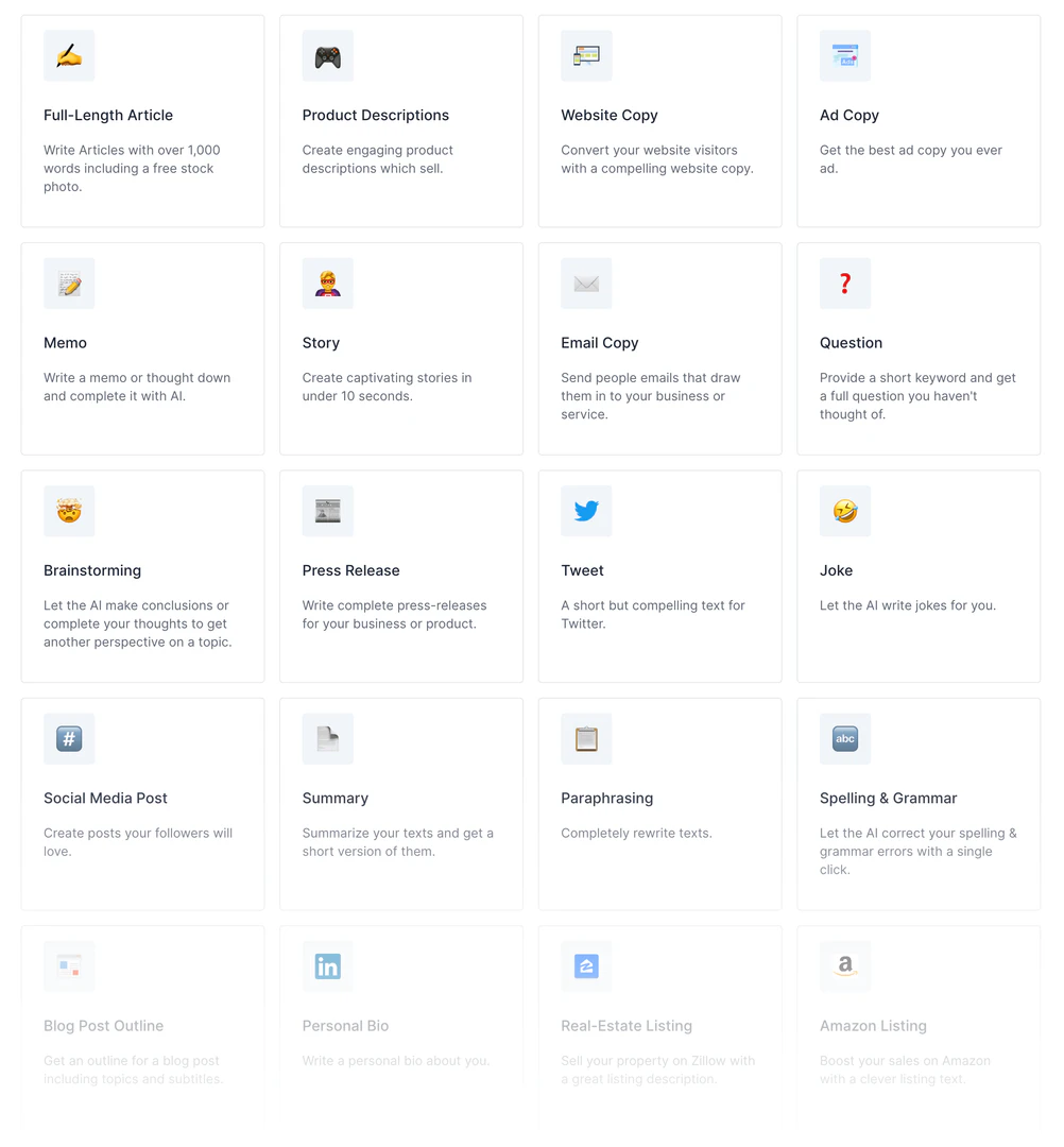 Writeseed AI templates for content creation