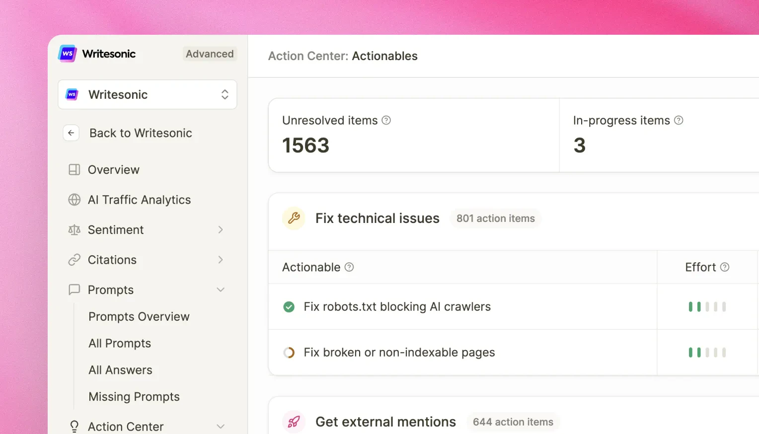 Writesonic SEO optimization feature demonstration