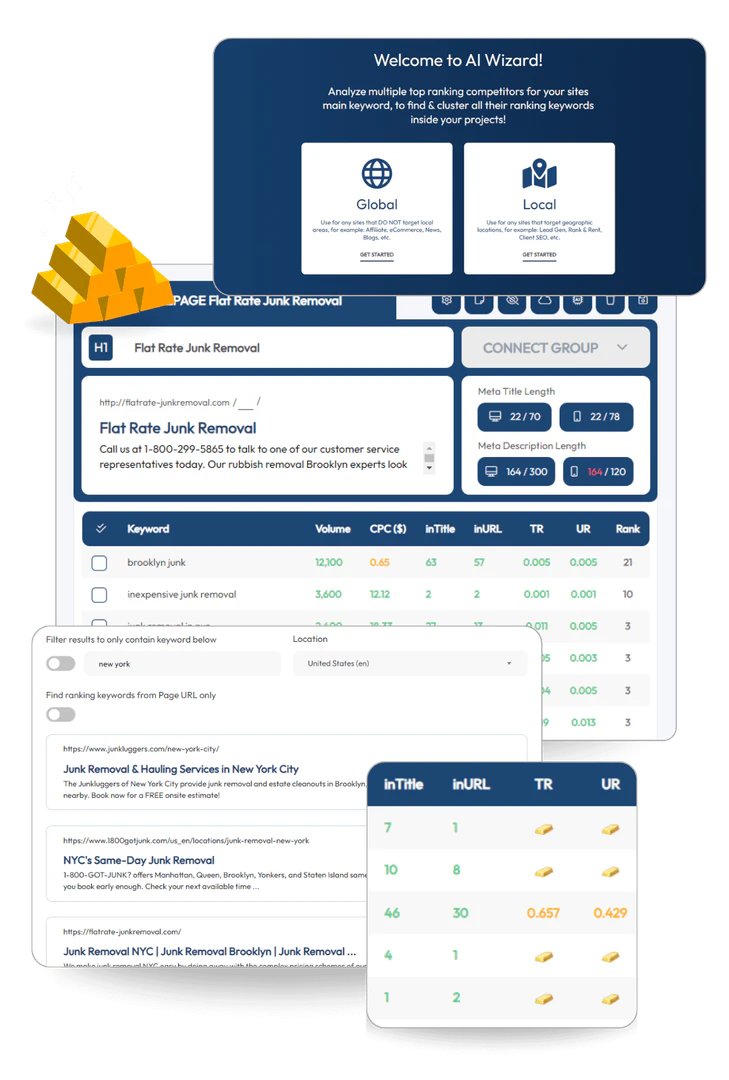 Xagio AI competition research tool interface