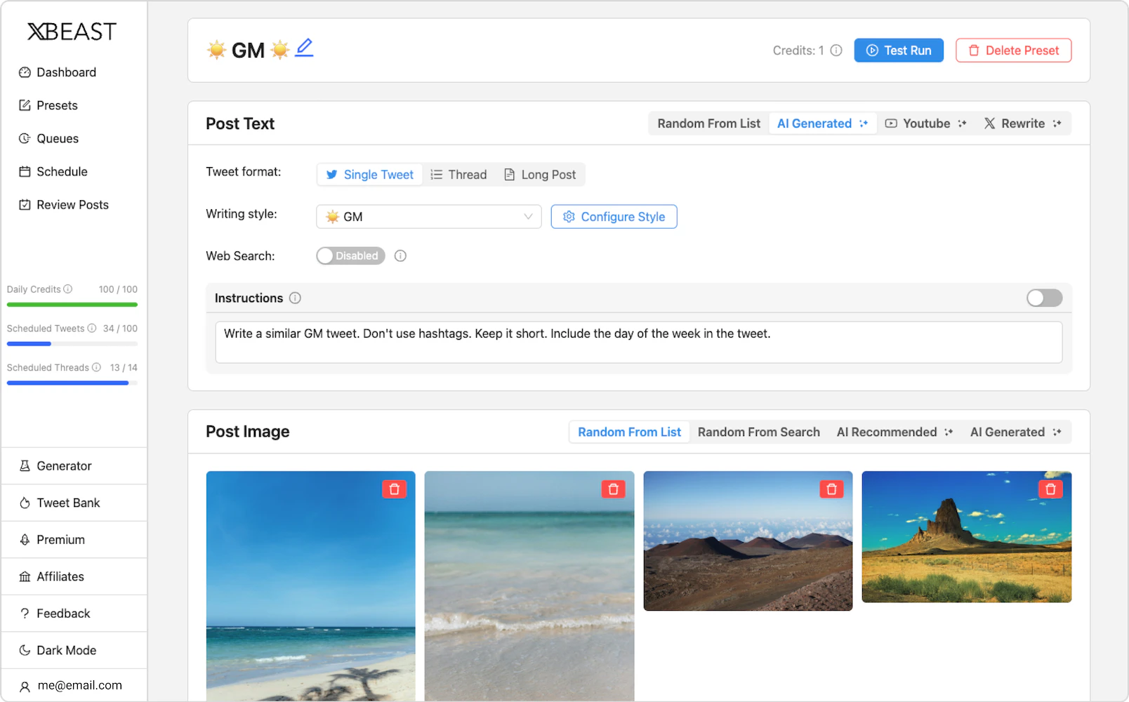 Using Xbeast for automated content generation