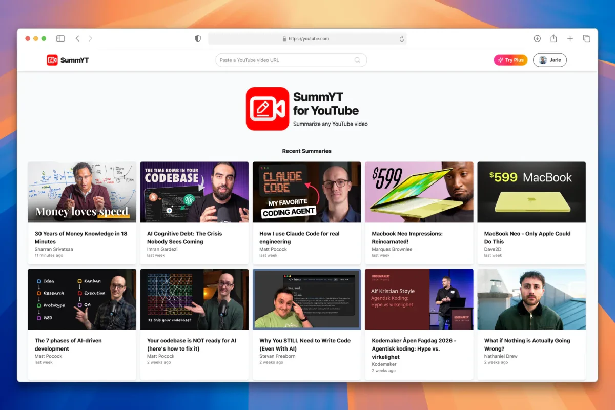 SummYT product overview with video library