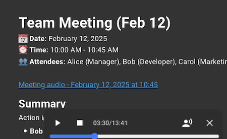 Znote AI meeting transcription feature